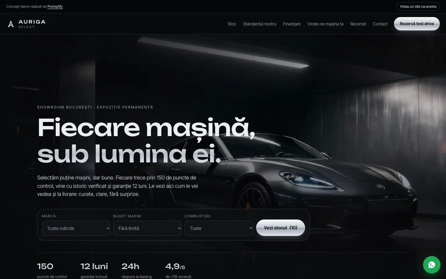 Auriga Select: Fiecare mașină, sub lumina ei.