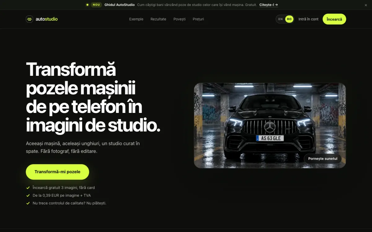 AutoStudio: SaaS · Imagini generate cu AI